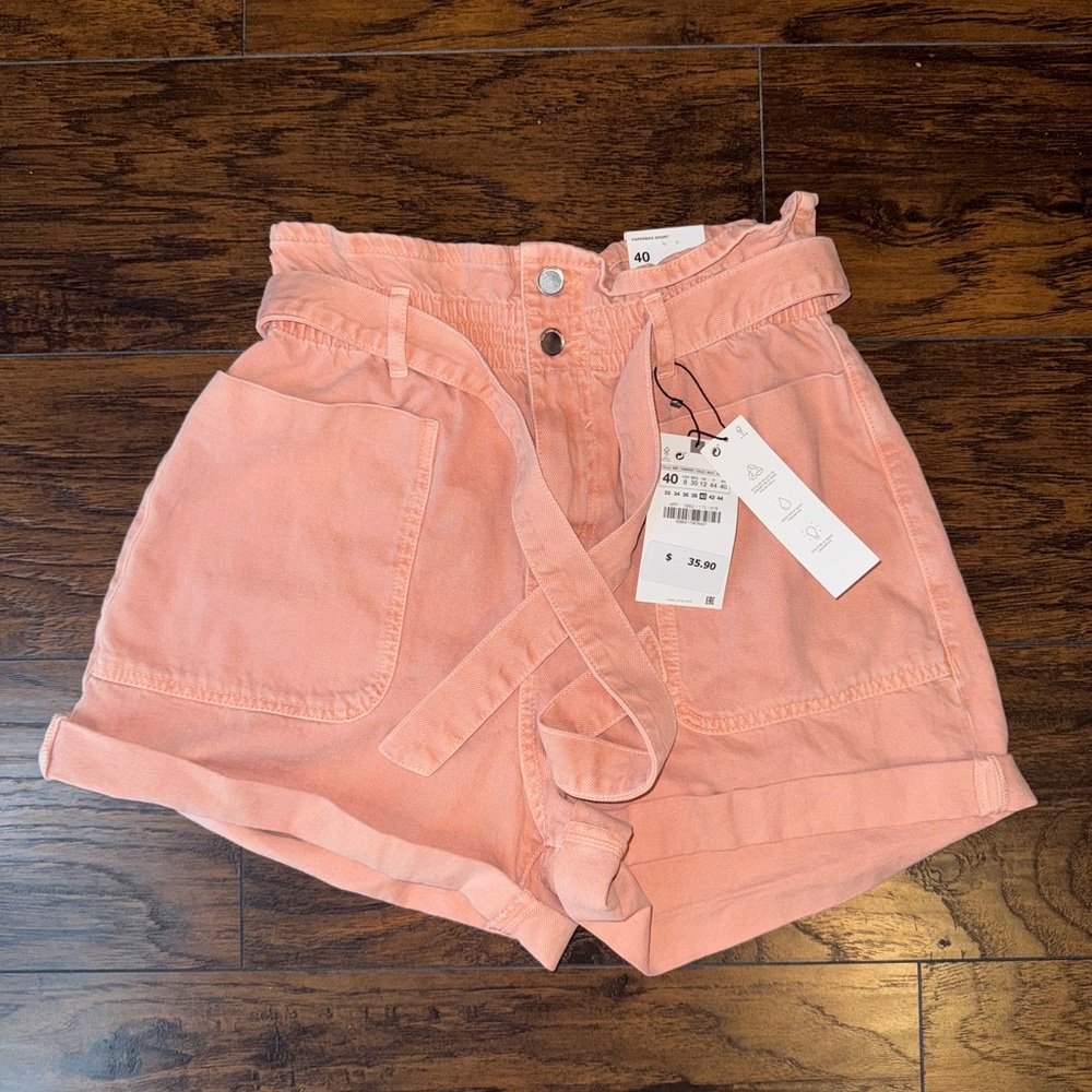 Zara Coral High-Waisted Shorts